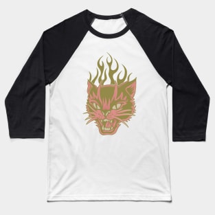 Flaming Cat - American Trad Tattoo Design Baseball T-Shirt